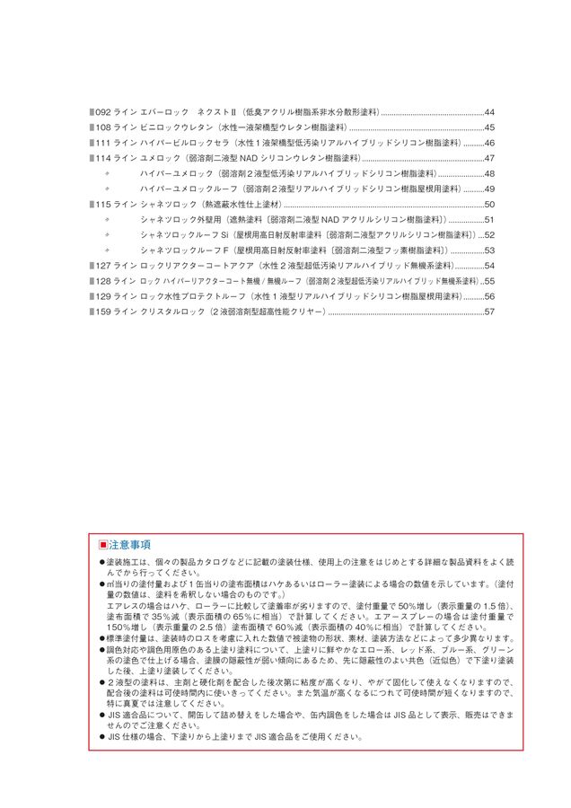 建築用塗料主要製品要覧